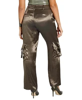 Guess Women's Jamie High Rise Satin Cargo Pants