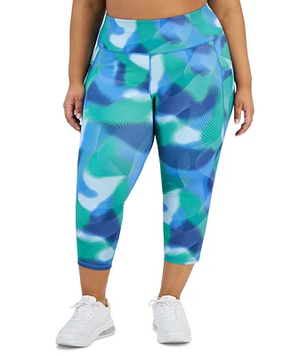 Id Ideology Plus Printed Cropped Compression Leggings, Created for Macy's
