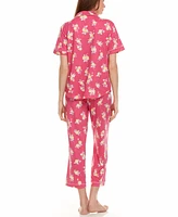 Flora by Flora Nikrooz Women's Annie Printed Capri Pajama Set