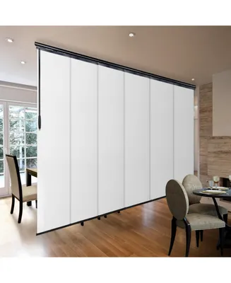 Laci White Blind 6-Panel Single Rail Panel Track Extendable 70"-130"W x 94"H, width 23.5"