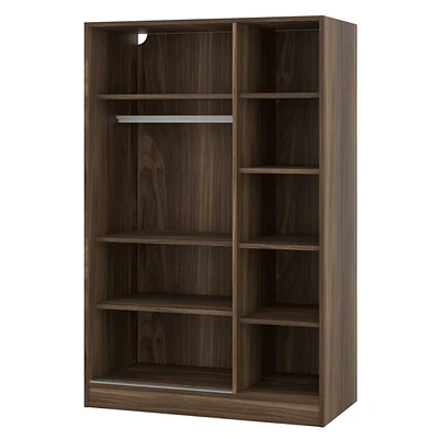 Simplie Fun 3-Door Shutter Wardrobe With Shelves, Walnut