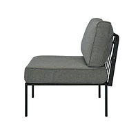 Simplie Fun Rajni Patio-Armless Chair, Gray Fabric & Black Finish