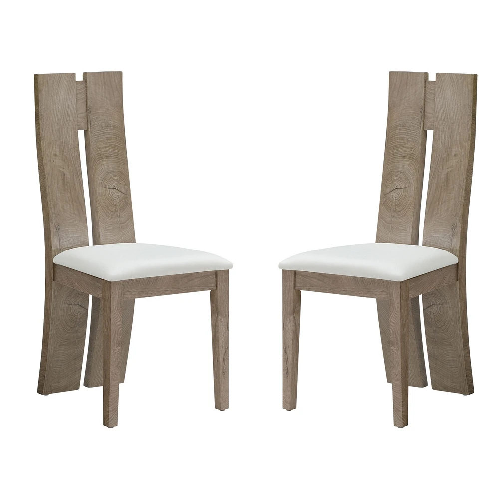 Simplie Fun Set of 2 Wooden Dining Chairs with Cushioned Seat