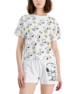 Snoopy Juniors' Crewneck Short-Sleeve T-Shirt
