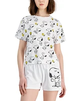 Snoopy Juniors' Crewneck Short-Sleeve T-Shirt