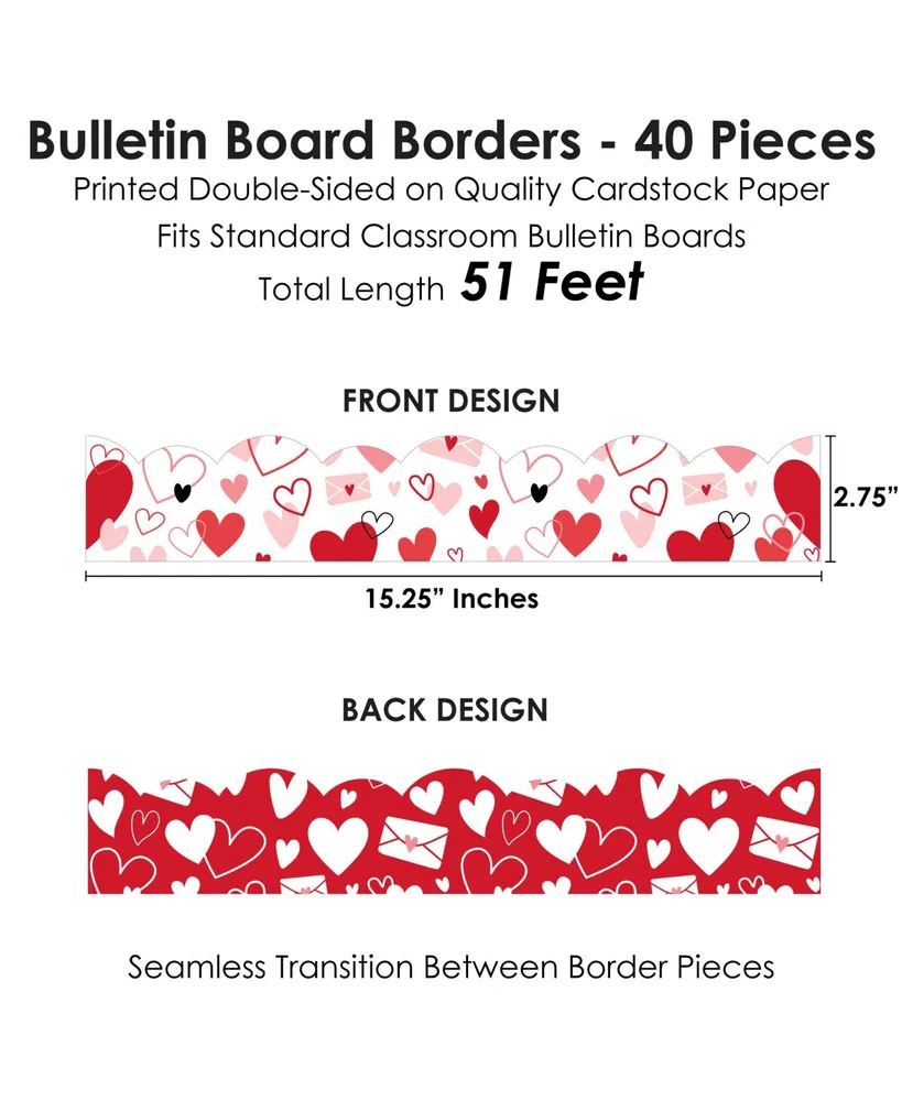 Valentine's Day Hearts - Scalloped Classroom Bulletin Board Borders - 51 Feet