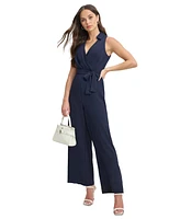 Dkny Women's Surplice-Neck Sleeveless Tie-Waist Jumpsuit