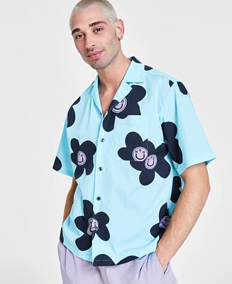 Hugo by Boss Men's Oversized-Fit Floral Button-Down Camp Shirt