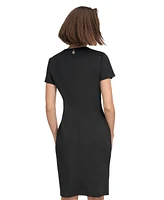 Tommy Hilfiger Women's Contrast-Stripe Button-Shoulder Dress