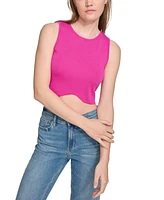 Calvin Klein Jeans Women's Angled-Hem Cropped Crewneck Tank Top