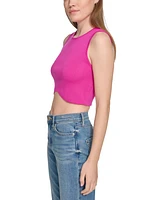 Calvin Klein Jeans Women's Angled-Hem Cropped Crewneck Tank Top