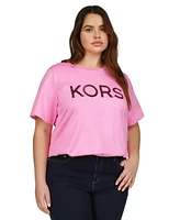 Michael Kors Plus Sequin Logo Cotton T-Shirt