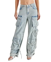 Steve Madden Women's Duo Denim Cotton Cargo Pants