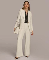 Donna Karan Womens One Button Pinstripe Blazer Wide Leg Pants