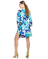 Natori Women's Floral-Print Belted 3/4-Sleeve Dress