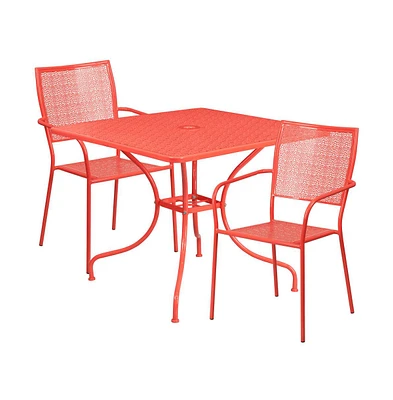 Commercial Grade 35.5" Square Metal Garden Patio Table Set