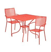 Commercial Grade 35.5" Square Metal Garden Patio Table Set