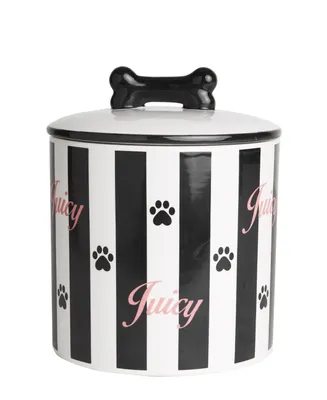Juicy Couture Ceramic Treat Canister Stripe Pet Container Dog or Cat Jar