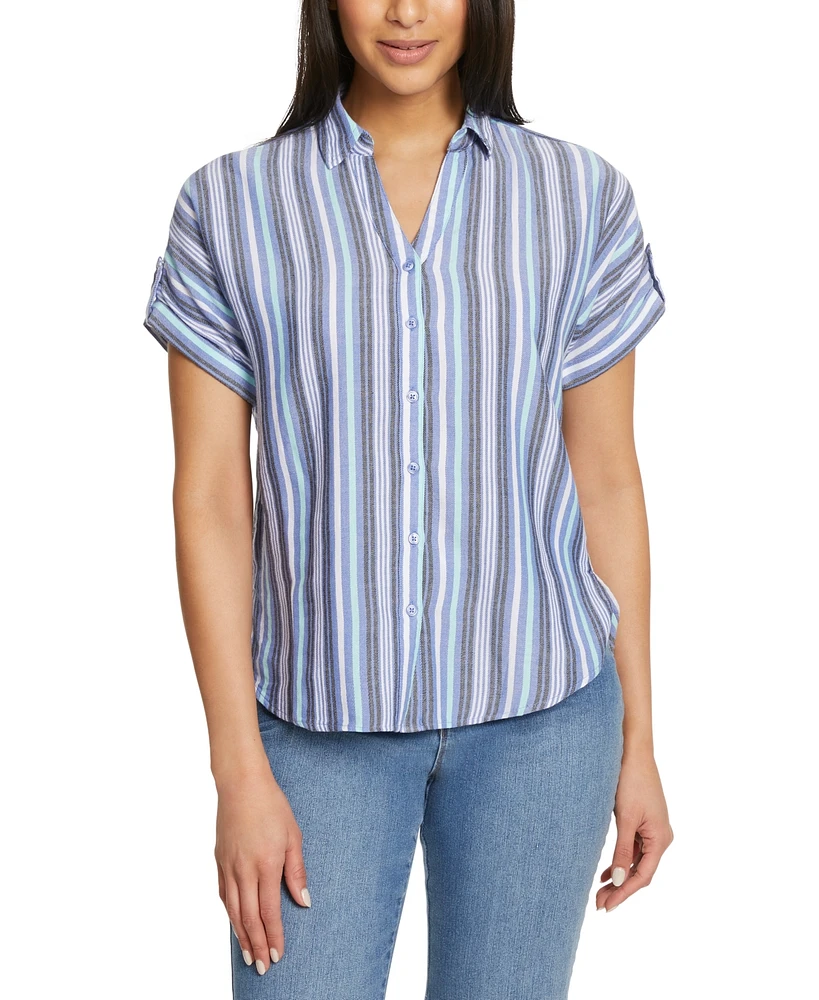 Gloria Vanderbilt Women's Demi Short-Sleeve Button Front Shirt