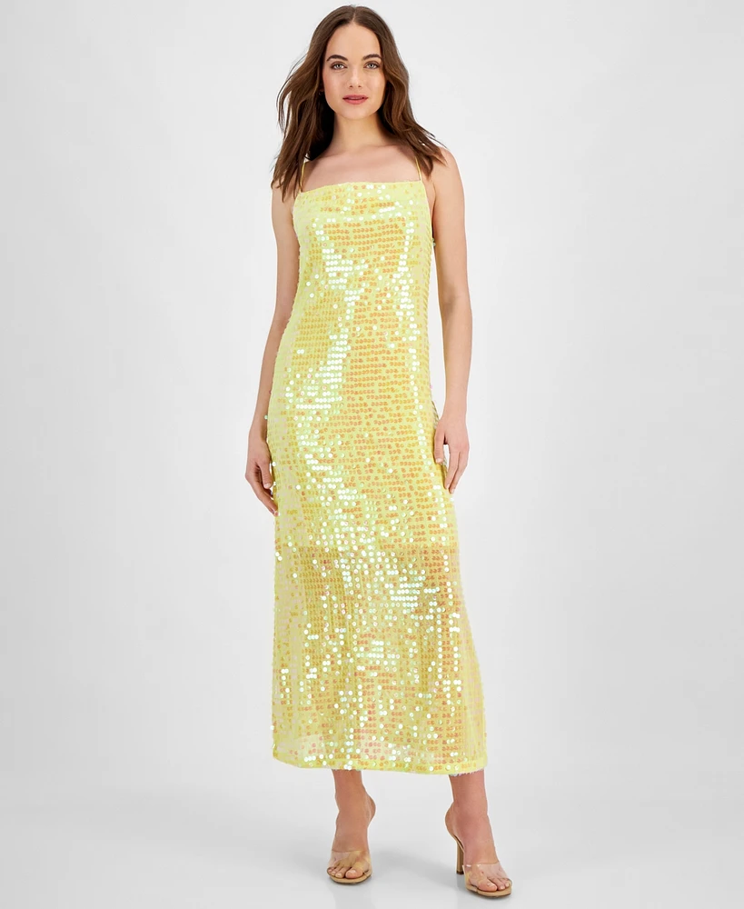 Hugo Women's Sequin Sleeveless Maxi Sheath Dress