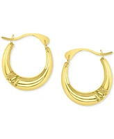 Crystal Pave Small Hoop Earrings in 10k Gold, 0.59"