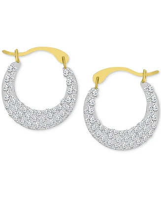 Crystal Pave Small Hoop Earrings in 10k Gold, 0.61"