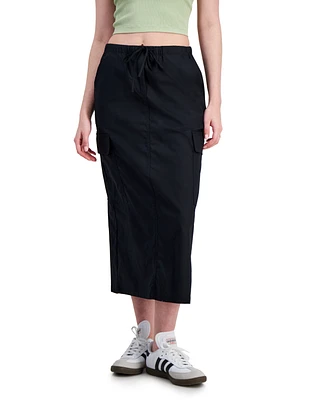 Hippie Rose Juniors' Cotton Drawstring-Waist Cargo Maxi Skirt