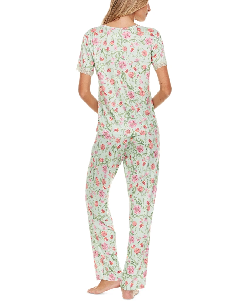 Flora by Nikrooz Women's 2-Pc. Jody Floral Pajamas Set