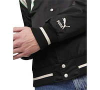 Puma Men's Team Colorblocked Satin Varsity Jacket - Black