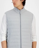 Alfani Men's Heathered Quilted Zip Stand-Collar Vest, Created for Macy's