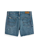 Polo Ralph Lauren Big Girls Paint-Splatter-Print Cotton Denim Shorts