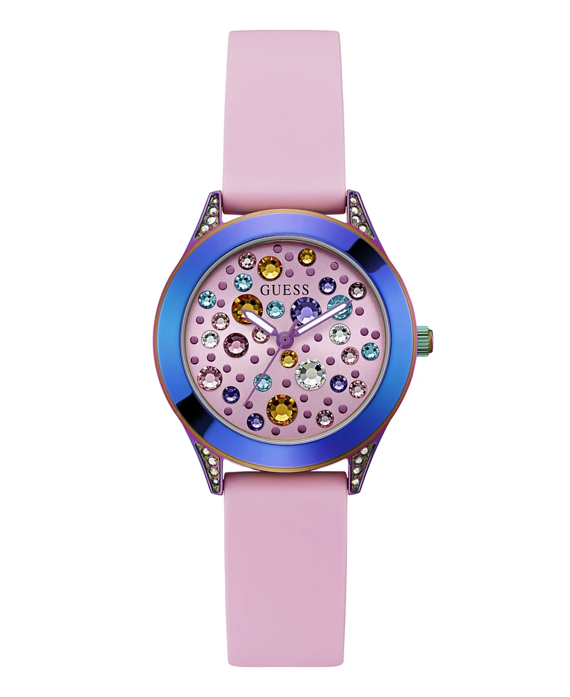 Guess Women's Analog Pink Silicone Watch 34mm