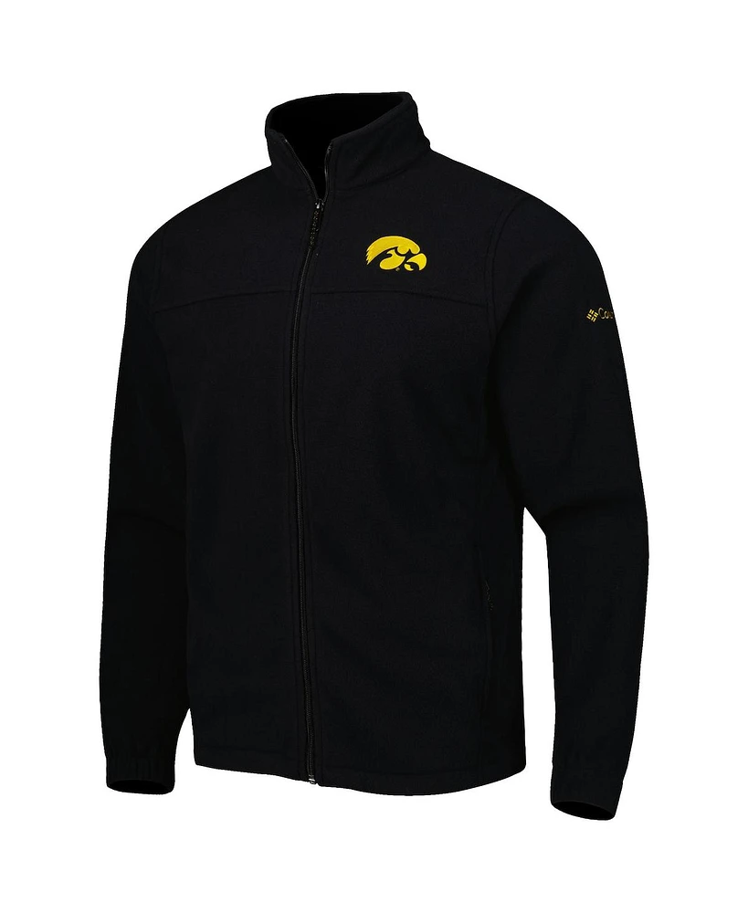 Men's Columbia Black Iowa Hawkeyes Flanker Iii Fleece Team Full-Zip Jacket