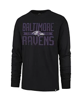 Men's '47 Brand Black Distressed Baltimore Ravens Wide Out Franklin Long Sleeve T-shirt