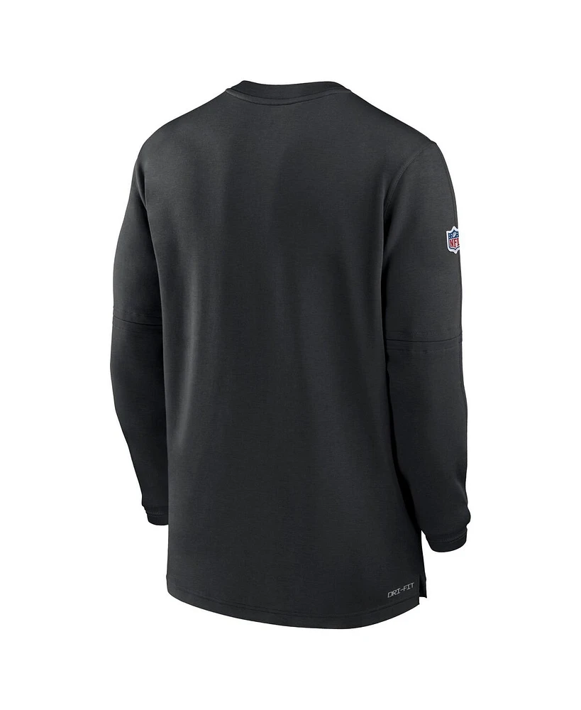 Men's Nike Black Baltimore Ravens 2023 Sideline Performance Long Sleeve Tri-Blend Quarter-Zip Top