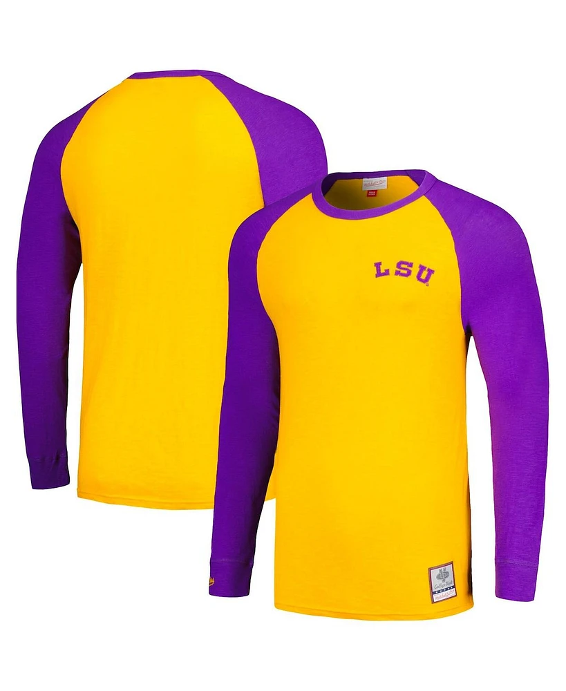 Men's Mitchell & Ness Gold Lsu Tigers Legendary Slub Raglan Long Sleeve T-shirt