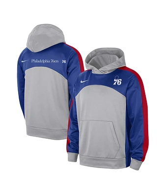 Men's Nike Gray, Royal Philadelphia 76ers Authentic Starting Five Force Performance Pullover Hoodie