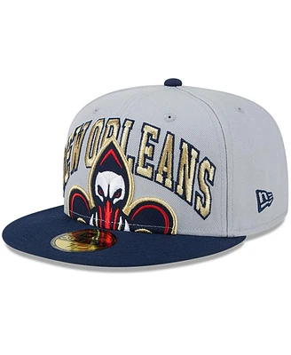 Men's New Era Gray, Navy Orleans Pelicans Tip-Off Two-Tone 59FIFTY Fitted Hat