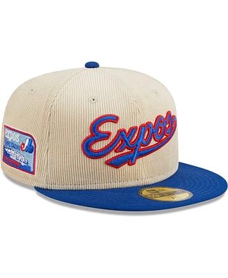 Men's New Era White Montreal Expos Cooperstown Collection Corduroy Classic 59FIFTY Fitted Hat