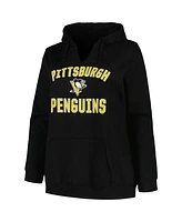 Women's Profile Black Pittsburgh Penguins Plus Arch Over Logo Pullover Hoodie