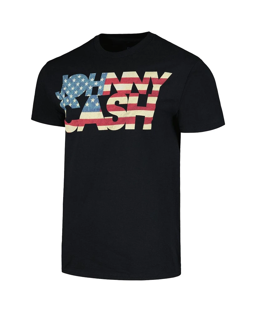 Men's and Women's Black Johnny Cash Ragged Old Flag T-shirt