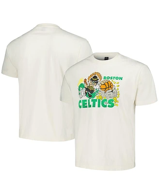 Men's and Women's Nba x Brain Dead Cream Boston Celtics Identify Artist Series T-shirt