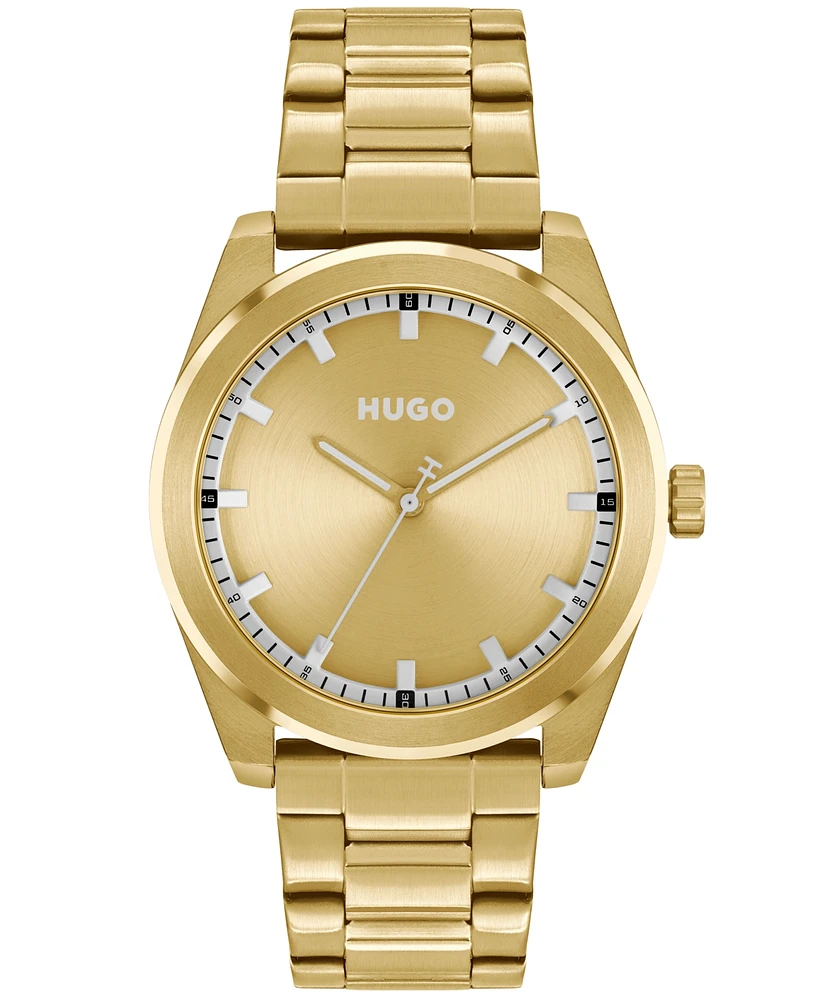 Hugo Boss Men's Bright Quartz Ionic Plated Thin Gold-Tone Steel Watch 42mm