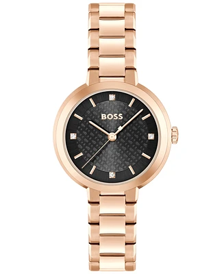Hugo Boss Women's Sena Quartz Ionic Plated Carnation Gold-Tone Steel Watch 34mm