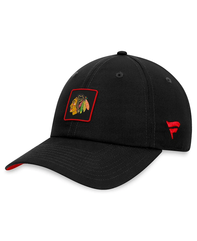 Men's Fanatics Black Chicago Blackhawks Authentic Pro Rink Adjustable Hat