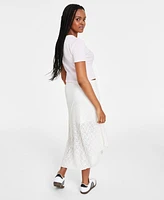 Ultra Flirt Juniors' Lace Pull-On Asymmetric Midi Skirt