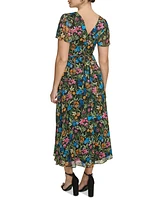 kensie Women's Floral-Print A-Line Dress