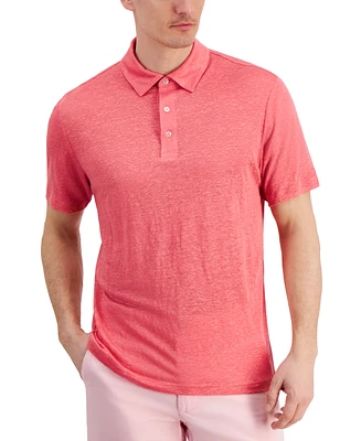 Club Room Men's Luxury Short Sleeve Linen Heathered Polo Shirt, Created for Macy's