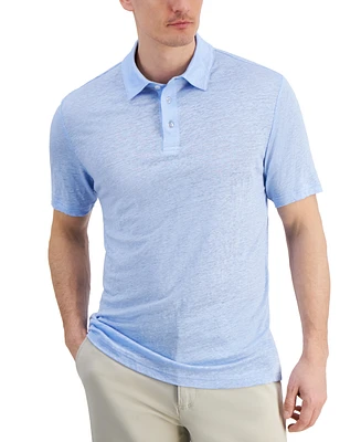 Club Room Men's Luxury Short Sleeve Linen Heathered Polo Shirt, Created for Macy's
