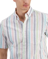 Club Room Men's Lucky Striped Short-Sleeve Seersucker Shirt, Created for Macy's
